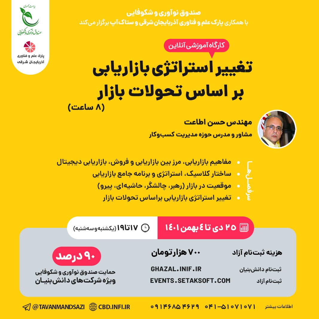 کارگاه آموزشی ۸ ساعته تغییر استراتژی بازاریابی بر اساس تحولات بازار